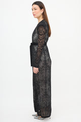 Balmain Jacquard Knit Paisley Belted Cardigan