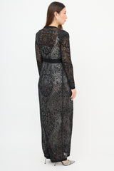 Balmain Jacquard Knit Paisley Belted Cardigan
