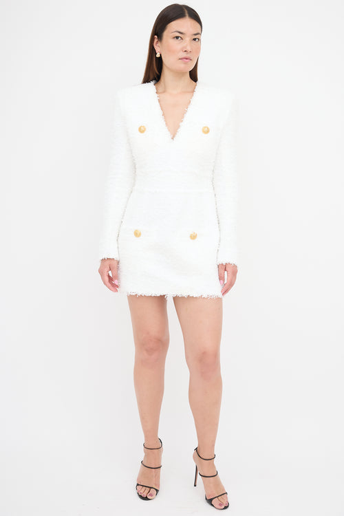 Balmain Frayed Tweed Dress