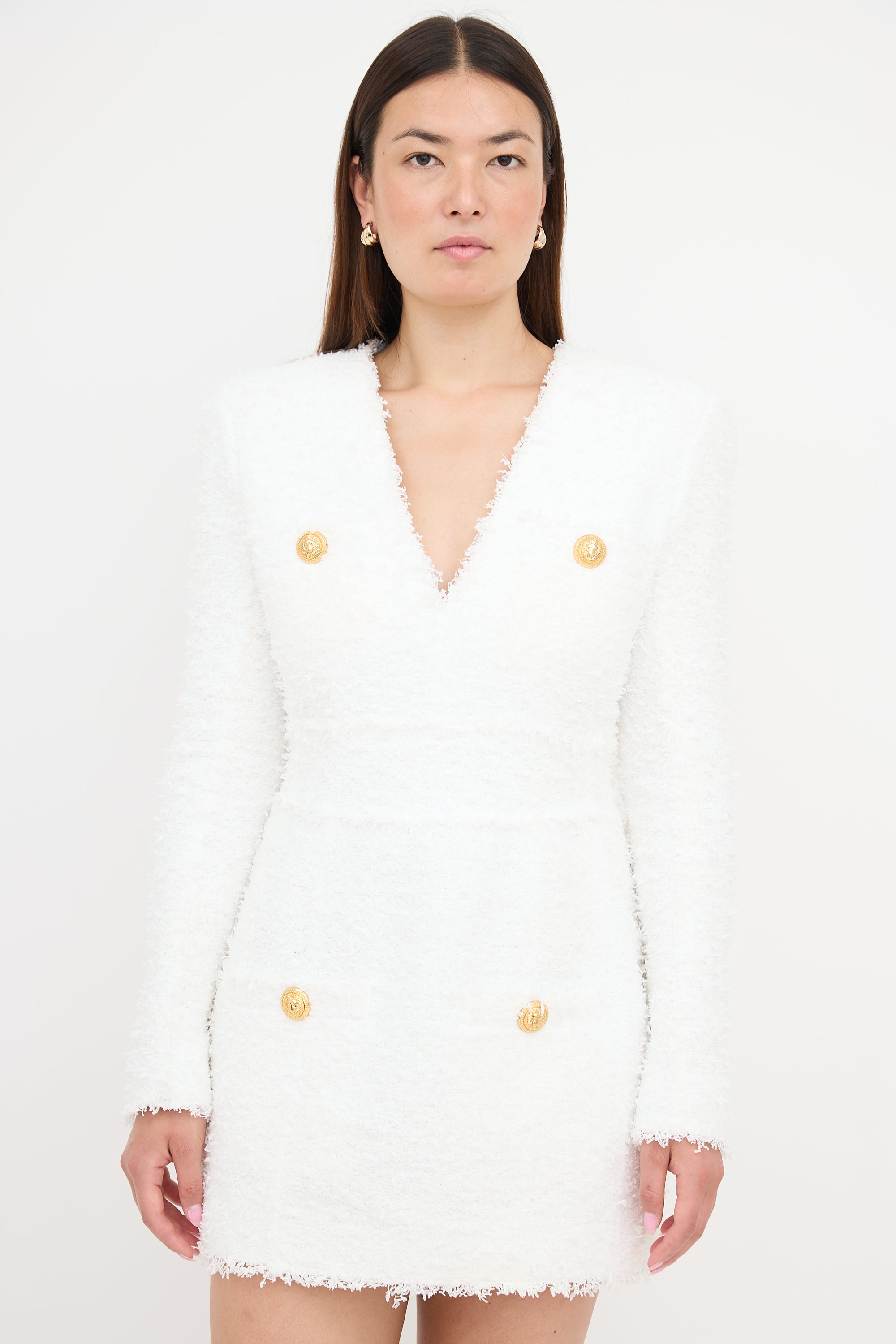 Balmain // Frayed Tweed Dress VSP Consignment Balmain // Frayed Tweed Dress VSP Consignment