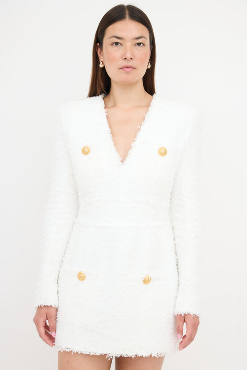 Balmain Frayed Tweed Dress