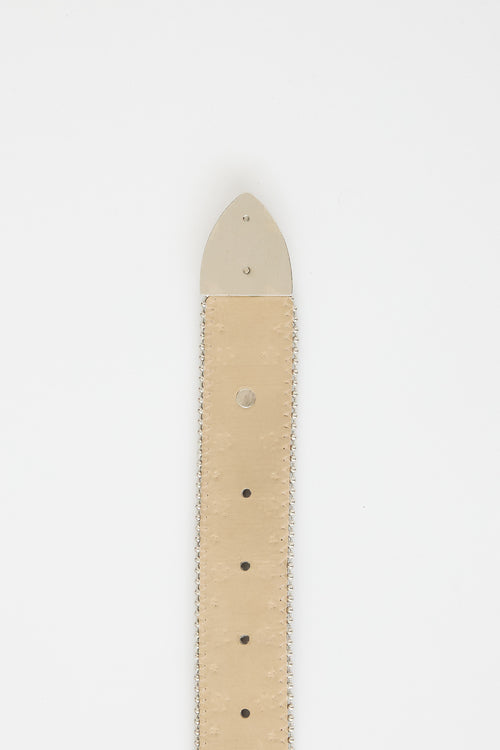 Embellished Rose Leather Belt