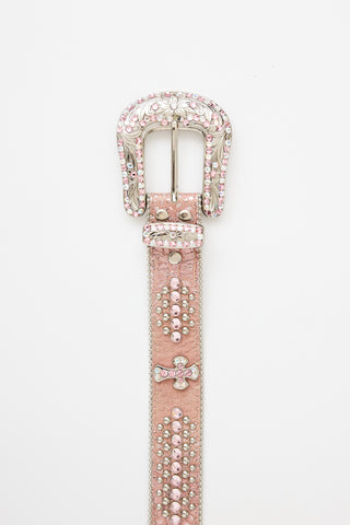 Embelished Cross Leather Belt