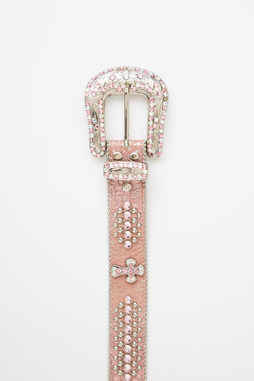 Embelished Cross Leather Belt