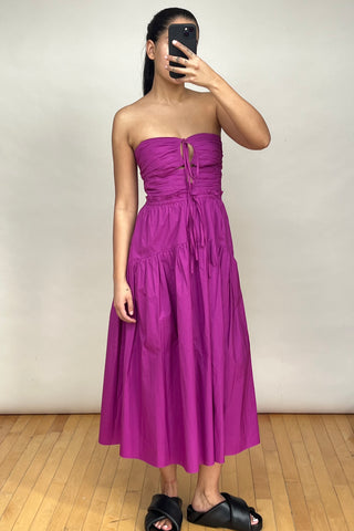 Purple Pleated Cut Out Dress