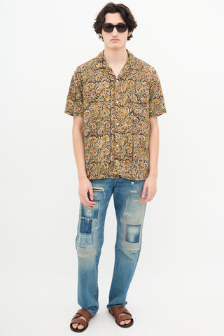 Beams Plus Brown & Multi Paisley Print Shirt