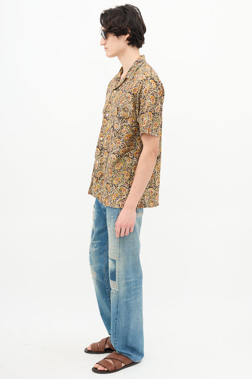 Beams Plus Brown & Multi Paisley Print Shirt