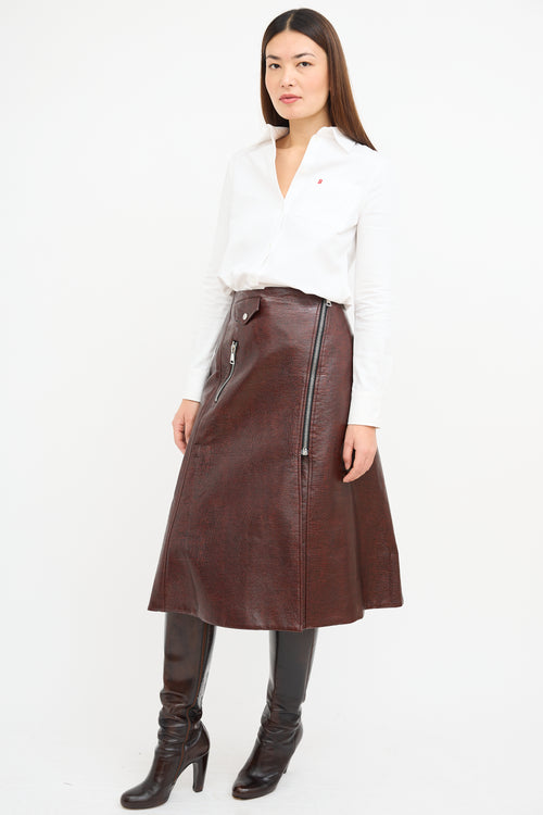 Beaufille Burgundy Faux Leather Garbo Skirt