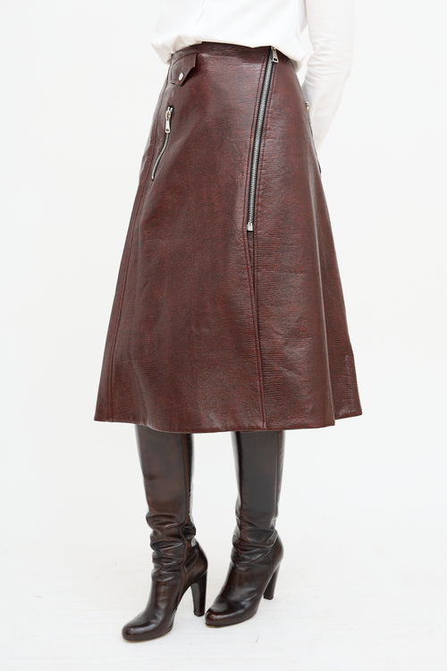 Beaufille Burgundy Faux Leather Garbo Skirt