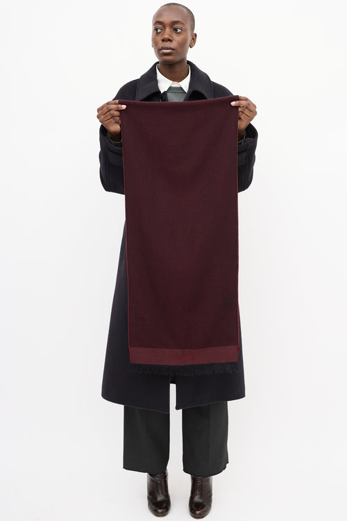 Dirk Bikkembergs RGSBIKK Burgundy & Black Wool Scarf