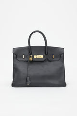 Hermès 2001 Noir Ardennes Birkin 35 Bag