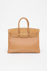 Hermès 1996 Natural Sable Ardennes Birkin 35 Bag