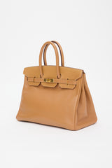 Hermès 1996 Natural Sable Ardennes Birkin 35 Bag