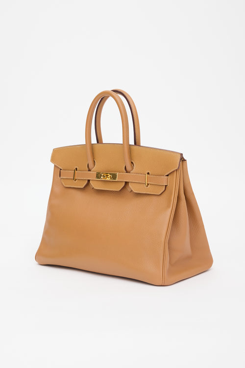 Hermès 1996 Natural Sable Ardennes Birkin 35 Bag
