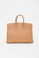 Hermès 1996 Natural Sable Ardennes Birkin 35 Bag