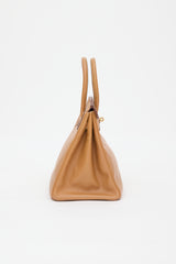 Hermès 1996 Natural Sable Ardennes Birkin 35 Bag