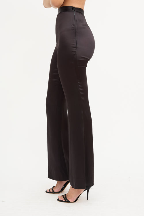 Blumarine Black Silk Straight Leg Trouser