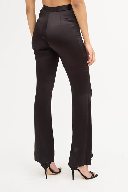 Blumarine Black Silk Straight Leg Trouser