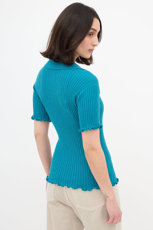 Bottega Veneta Salon 01 Ribbed Short Sleeve Wool Polo