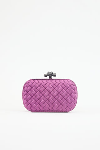 Bottega Veneta Satin & Exotic Leather Intrecciato Knot Clutch