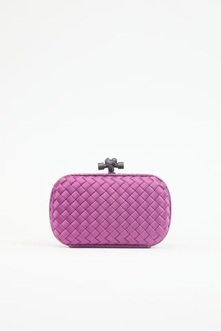 Bottega Veneta Satin & Exotic Leather Intrecciato Knot Clutch
