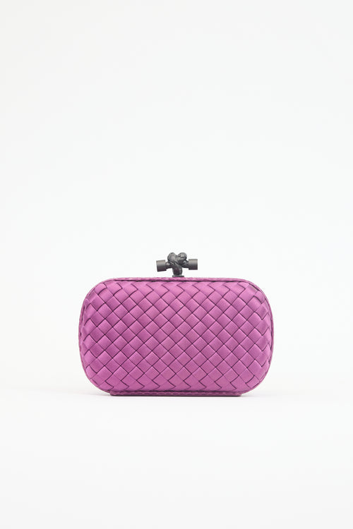 Bottega Veneta Satin & Exotic Leather Intrecciato Knot Clutch