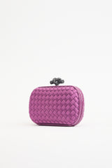 Bottega Veneta Satin & Exotic Leather Intrecciato Knot Clutch