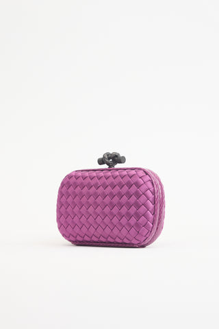 Bottega Veneta Satin & Exotic Leather Intrecciato Knot Clutch