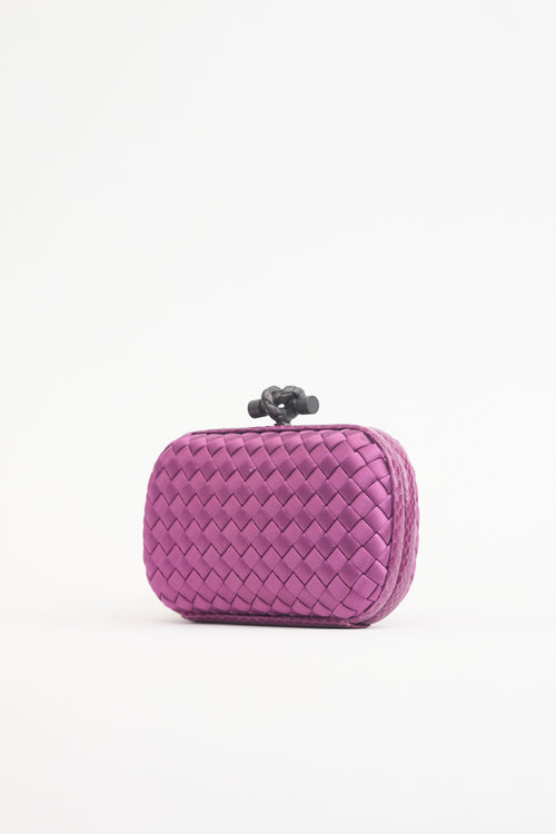 Bottega Veneta Satin & Exotic Leather Intrecciato Knot Clutch