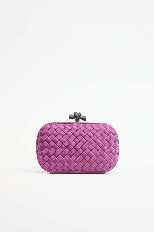 Bottega Veneta Satin & Exotic Leather Intrecciato Knot Clutch