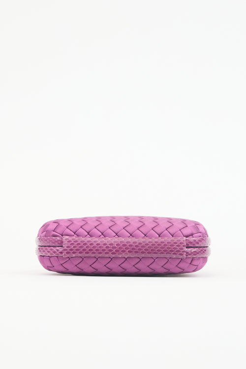 Bottega Veneta Satin & Exotic Leather Intrecciato Knot Clutch