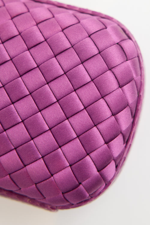 Bottega Veneta Satin & Exotic Leather Intrecciato Knot Clutch