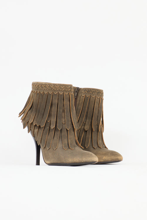 Bottega Veneta Suede Fringe Heeled Boot