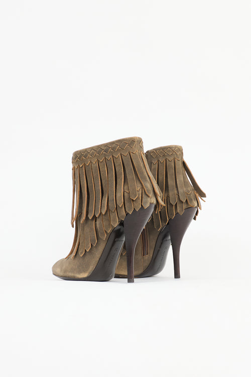 Bottega Veneta Suede Fringe Heeled Boot