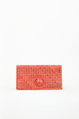 Bottega Veneta Orange Leather Textured Intrecciato Clutch