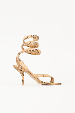 Bottega Veneta Embossed Leather Spiral Sandal