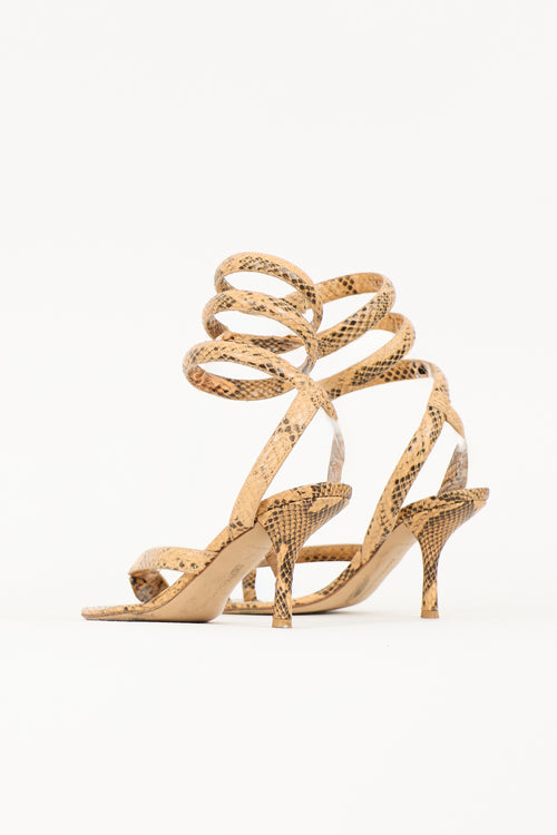 Bottega Veneta Embossed Leather Spiral Sandal