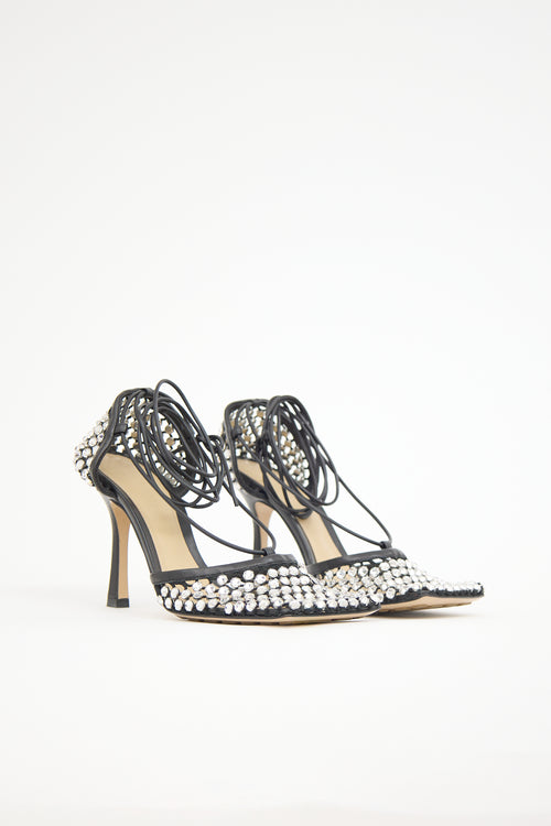 Bottega Veneta Stretch Crystal Web Sandal