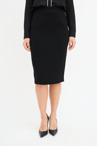 Bottega Veneta Black Pencil Midi Skirt