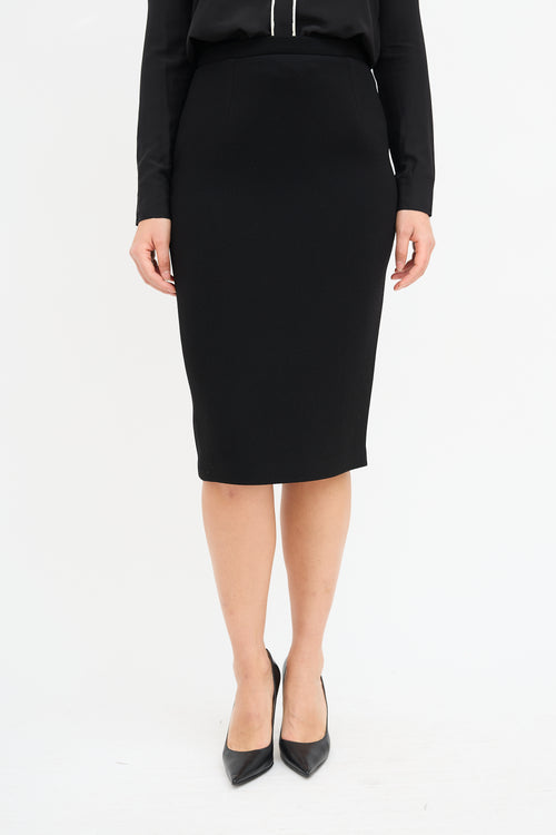 Bottega Veneta Black Pencil Midi Skirt