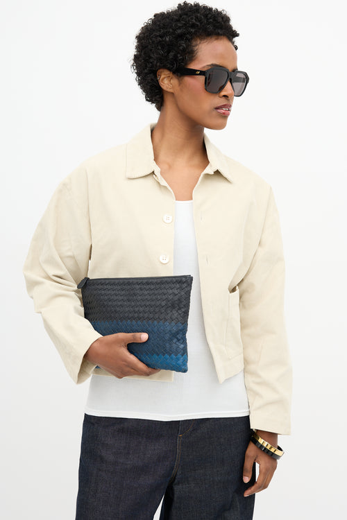 Bottega Veneta Leather Intrecciato Zip Pouch