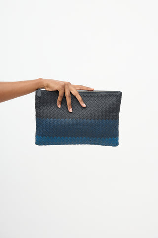 Bottega Veneta Leather Intrecciato Zip Pouch