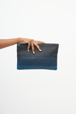 Bottega Veneta Leather Intrecciato Zip Pouch