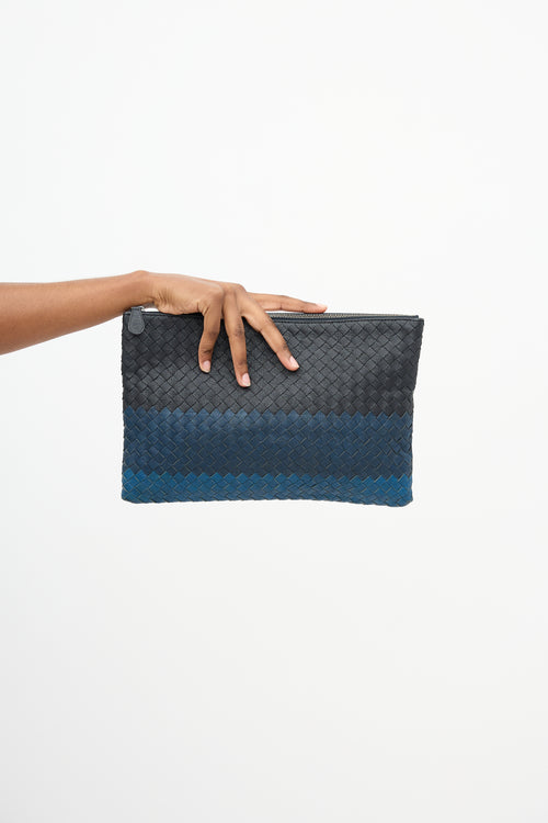 Bottega Veneta Leather Intrecciato Zip Pouch