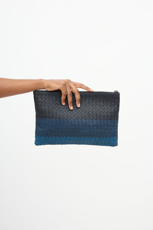 Bottega Veneta Leather Intrecciato Zip Pouch