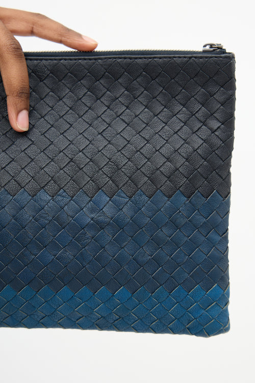 Bottega Veneta Leather Intrecciato Zip Pouch