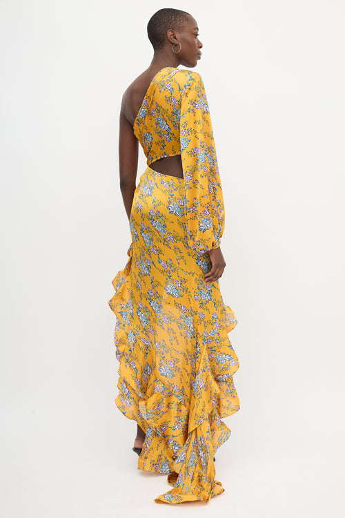 Bronx & Banco Satin Silk Floral Ruffled Dress