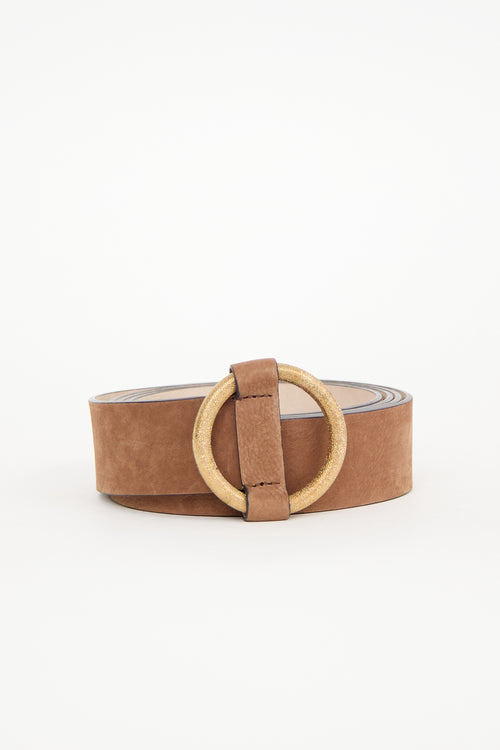 Brunello Cucinelli Suede Circular Buckle Belt