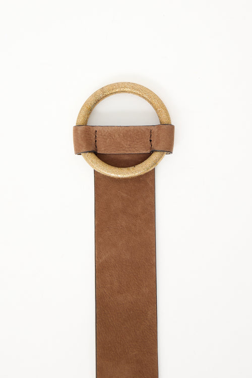 Brunello Cucinelli Suede Circular Buckle Belt