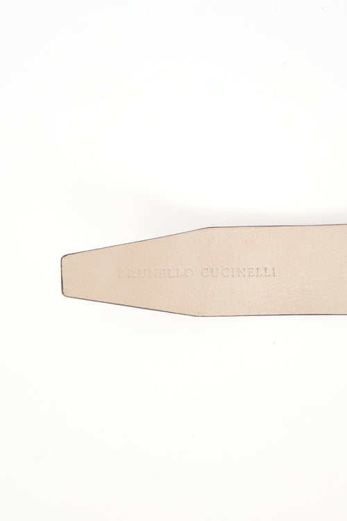 Brunello Cucinelli Suede Circular Buckle Belt
